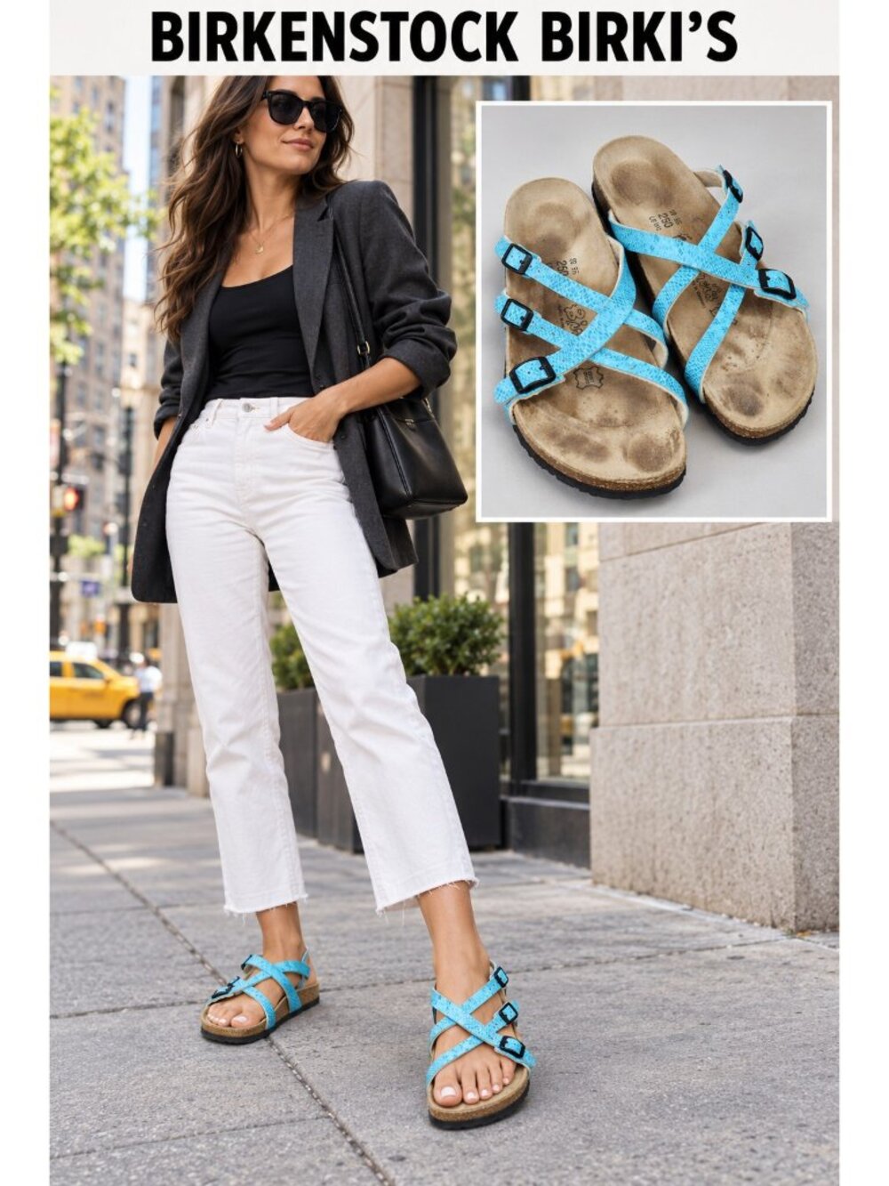 Birki’s Birkenstock Blue Leather Strappy Buckle Sandals EU 39 US 8